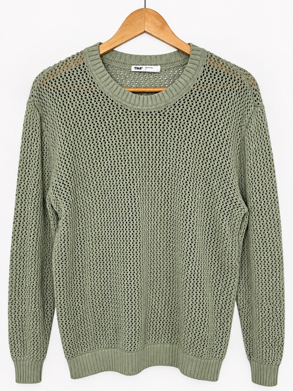 NWOT TNA Cotton Beaumont Crewneck Sweater Sage Green small *mint condition - Picture 1 of 4